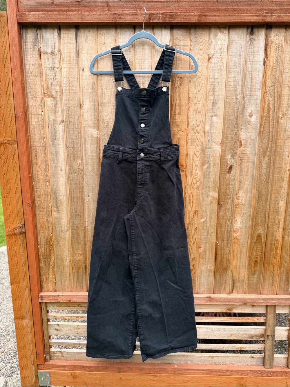 Universal Thread Black Denim Overalls with Snap Detail
